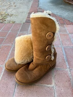 UGG Chestnut Brown Shearling Button Mid-Calf Boots